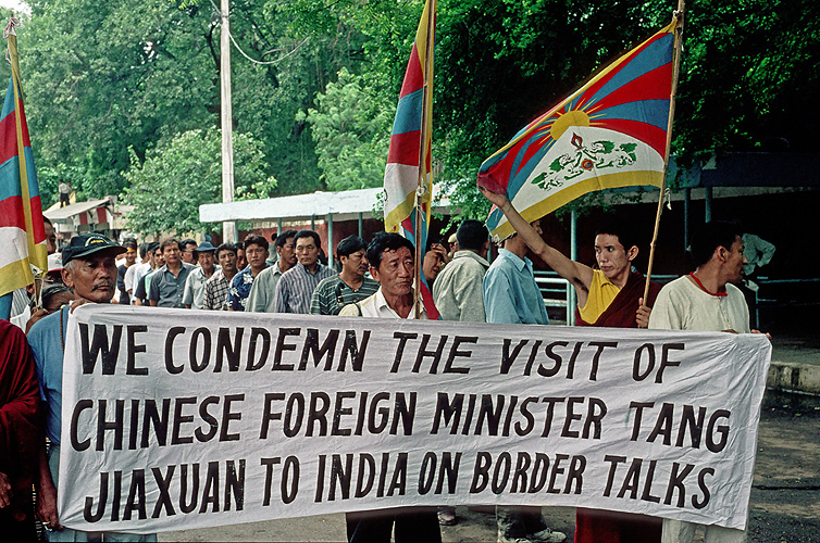 Protest gegen Besuch des chinesichen Au�enministers, New Delhi