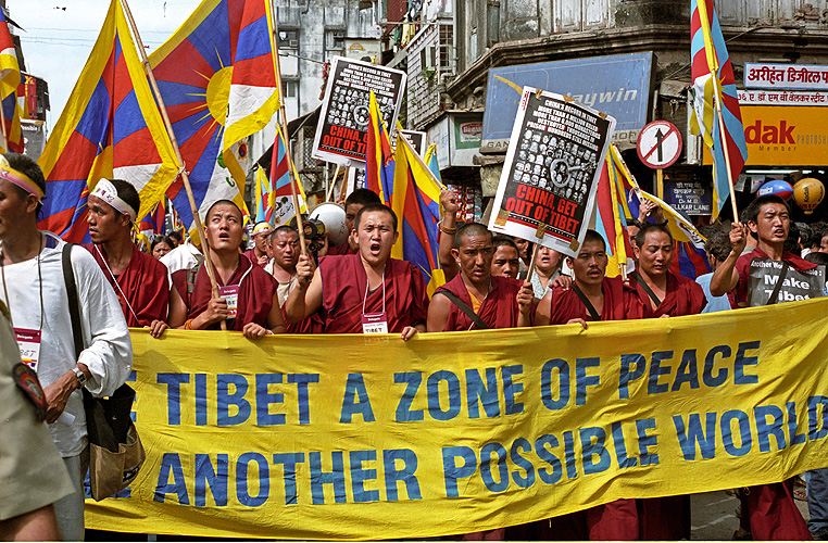 Demo Freiheit f�r Tibet w�hrend World Social Forum, Mumbai
